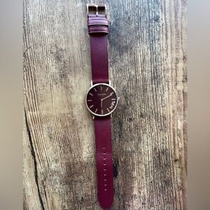 Coach maroon and rose gold watch